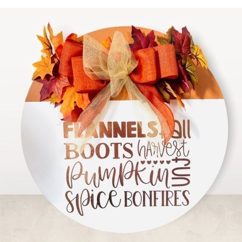 Handmade fall wood sign-door hanger